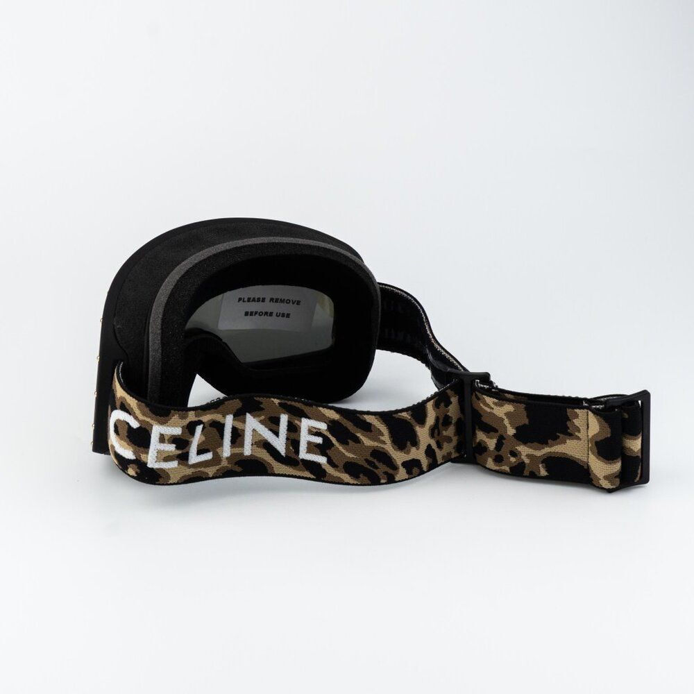 Celine CL40196U SKI MASK 99C Black Animal Gold Mirror NEW AUTHENTIC - Picture 6 of 13
